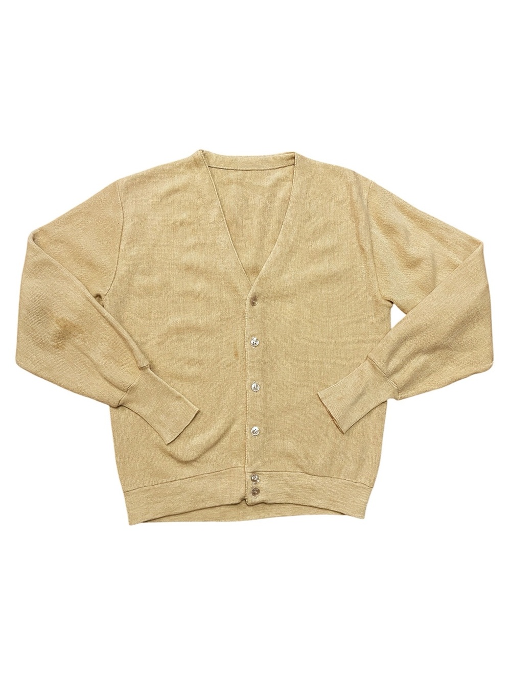 Vintage Men's V-Neck Button Cardigan - Beige